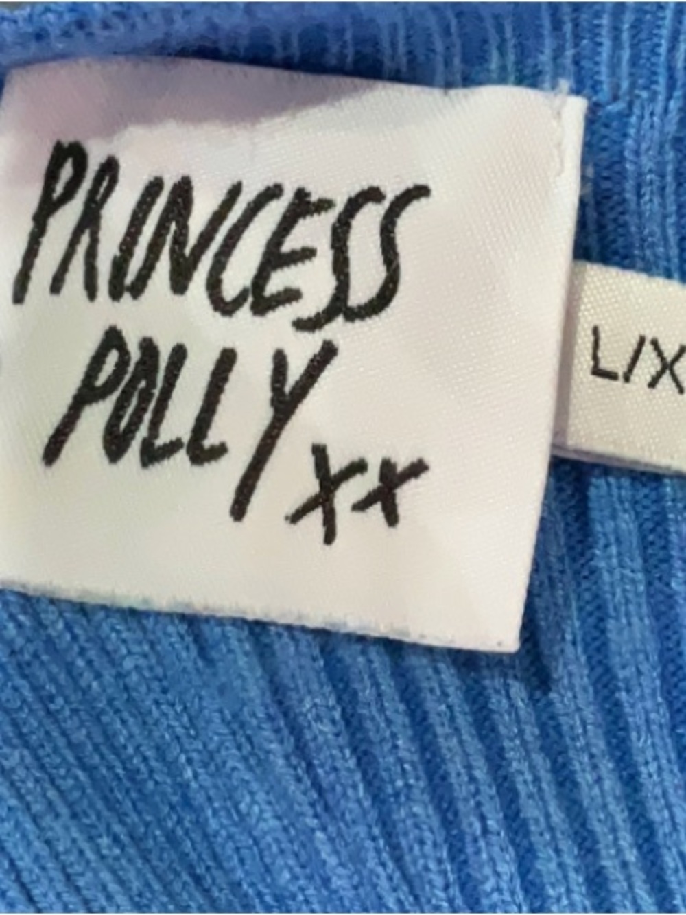 Blue Ribbed Cami Crop Top - Picture 3 of 3